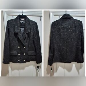 Karl Lagerfeld Paris Sparkle Tweed Double-Breasted Blazer Jacket Size 14 NWT